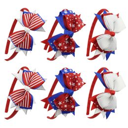 Girl's Us Flag Hair Sticks American Independence Day Bow Hair Haps Swallowtail Headwear National Day Gifts Kids Hair Accessories Plastic hoofdband