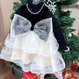 Winter nieuwe Koreaanse versie voor meisjes, pluche strikgaas, trendy prinsessenjurk voor kinderen