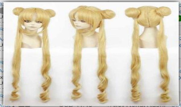 Disfraz de Sailor Moon para niña, peluca Tsukino Usagi y princesa Serenity, rizos, pelo resistente al calor, 6643330