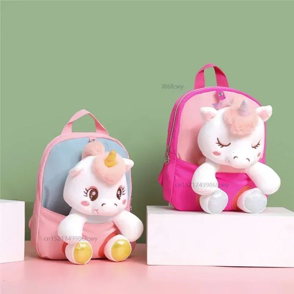 Fille sacs d'école enfant licorne en peluche sac à dos maternelle étudiant mignon filles sacs à dos enfants voyage cartable 240131