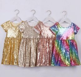 Girl Sequen Tutu Kids Princess Glitter Rose Summer First Communion Robes For Girls Party Robe T2007167113723