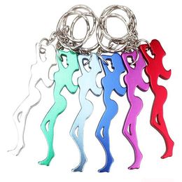 Meisje vorm aluminium legering bierflesopener sleutelhanger sleutel tag ketting ring accessoires groothandel