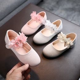 Chaussures fille pour enfants fleur Mary Jane chaussures cristal doux princesse ballerines petites filles 1-7Y bébé fête de mariage chaussures en cuir 240108