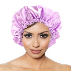 Bonnet de douche en Satin pour filles, couvre-cheveux Double couche, bande élastique réglable, couvre-chef, accessoires de maquillage pour Salon de coiffure, imperméable