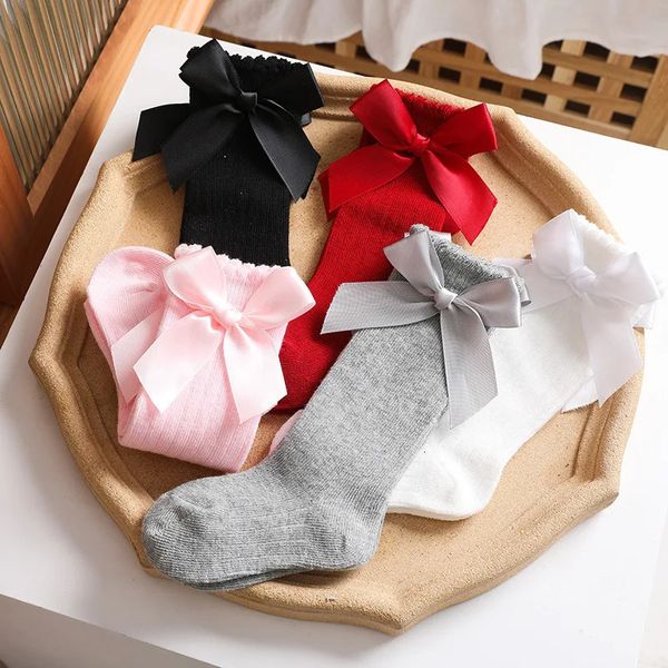 Calcetines de niña Baby Ribbon Bow Sock 5 Colors Alto 3/4 Kidea Kids Princess Socks Fit 0-4T FIN FIN FINAL