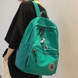 Fille couleur unie mode sac d'école collège étudiant femmes sac à dos à la mode voyage dame ordinateur portable mignon vert femme 240304