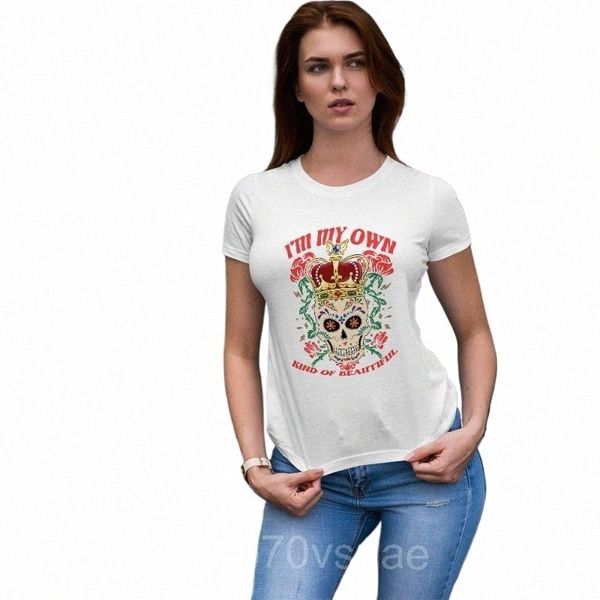 Chica SUGAR SKULL Camisetas Tallas grandes Manga corta Estampado de verano Mujer Casual Fi Gráfico Camiseta regular Tops Lady Travel Tees D25t #