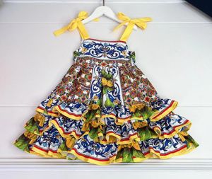 Novo Vestido de Princesa de Renda de Verão para Meninas Vestido de Vestido Floral Infantil para Meninas Roupas de Festa de Aniversário