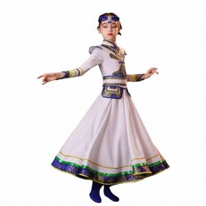 Meisje Tibetaanse Dansvoorstelling Kostuum Kind Mgolian Dance Dr Chinese Mgolian Dancewear Folk Festival Tibetaanse Outfit A6V4 #