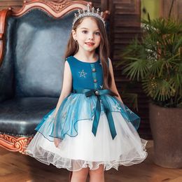 Meisje eenhoorn jurk kinderen ster mesh rok prinses cosplay prestatie kleding met kinderen ontwerper kleding meisjes wd1995