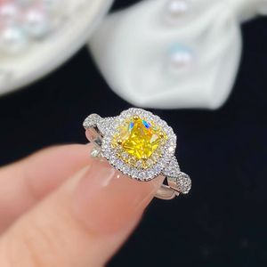 Meisje Trouwringen Europese en Amerikaanse stijl prinses vierkant kristal zirkoon diamant wit geel goud vergulde ring party sieraden verjaardagscadeau verstelbaar