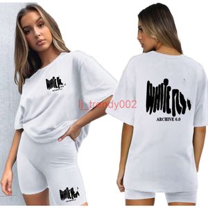 Filles blancs blancs sets femmes tshirt créateur t-shirt tops d'été volutiers de couleur solide sweet shirt de luxe