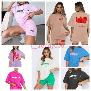 Filles blancs blancs sets femmes tshirt créateur t-shirt tops d'été en vrac couleur solide sweat-shirt de luxe de luxe