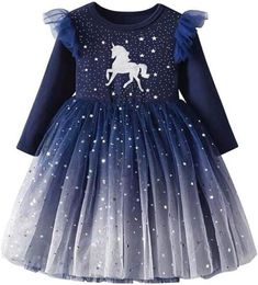 Robe d'hiver fille pour les robes de tutu pour tout-petits tenues à manches longues 2-8T