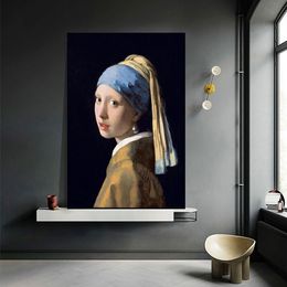 Meisje met parel oorbellen beroemd canvas print schilderij Nordic Hoom Decor Wall Art Foto voor woonkamer decoratie frameless