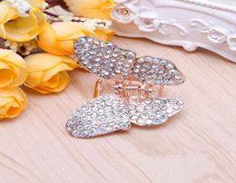 Girl Women Barrettes Fashion Butterfly Claw Crystal Rhinestone Hair Clip Clamp Haarspeld 40JF Clips Barrettes7688020