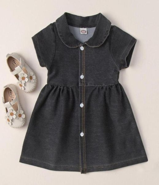 Girl039s robes 6m3y été petite fille fille en denim robe courte manche douce a ligne mignon filles jean pull enfants vêtements lisses en2070315