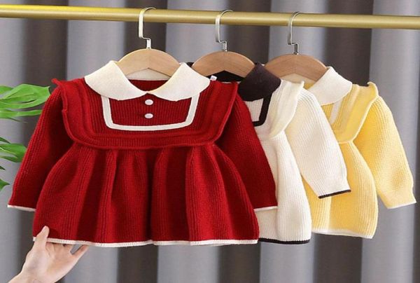 Girl039s Robes Automne Hiver Bébé Filles Tricoté Robe Pull Princesse Élégant Enfant En Bas Âge Enfants Chaud Infantile Enfants Noël Cl8478559