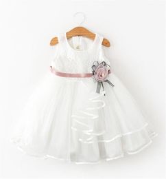 Girl039s robes bébé fille robe blanche fleur tulle tutu enfants vêtements enfants vêtements princesse mariage été occasionnel weargirl7400561