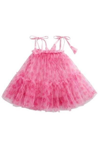 Girl039s Robes Bébé Filles Slip Robe Tout-petits Style Doux Fleur Couleur Mixte Attacher Bandoulière Sans Manches Maille Princesse S3954017