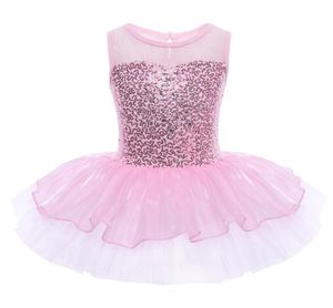 Girl039S -jurken Ballerina Fairy Party Costuums Girlet Dress Kids Dance Wear Mouwloze pailletten Gymnastics Leotard Tutu9212628