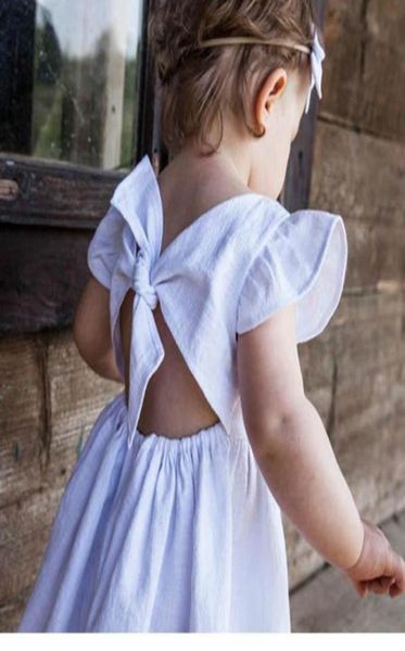 Girl039s robes vêtements de mode décontractés coton lin robe à manches volantes style coréen enfants fête 15 ans bébé filles princesse4238595
