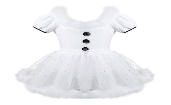 Girl039s Vestidos Niños Niñas Plumas Adorno Disfraz de Navidad Muñeco de nieve Vestir Patinaje brillante Tutu Leotardo Ballet Danza Navidad7350744