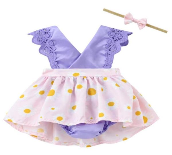 Vestidos Girl039s Vestido morado para niñas, niños pequeños, diademas de princesa, mameluco floral de encaje con girasoles para bebé 8 10Girl039s3685626