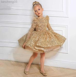 Girl039s Robes Paillettes Enfants Robe pour Les Filles De Mariage Doré Tulle Dentelle Fille Robe Élégante Princesse Fête Pageant Robe Formelle Fo7408971