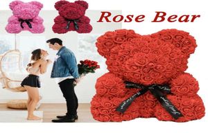 Girl039s cadeau d'anniversaire du Nouvel An préféré 40cm Rose Rose en peluche en peluche ours de mariage décor de fête de mariage ours en rose artificielle1919777