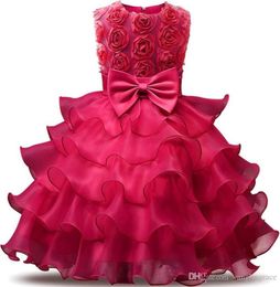 Girl039S ROSE ROBE POUR MARIAGE bébé 012 ans Tenues d'anniversaire Enfants039 Girls Robes de fleur Girl Kids Part Prom Prom Ball8731885