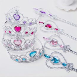 Meisjes 2 Stks/set Prinses Accessoires Mode Kinderen Kronen Toverstokjes Meisje Kerstfeest Gift Festival Verjaardagscadeaus