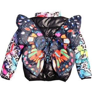 Meisjes Kinderen Jas Print Kids warme Jassen Winter Baby Kleding Bovenkleding mooie 3D vlinder jas LJ201128