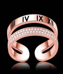 Girls 316L AMVANTS D'ACIER INOXDUBLE MARIAGE DIAMAND LOAK LOGS 18K ROSE ROSE GOLD REMPAGEMENT ANEL ANILLO Taille 6789 pour WOM6873100951