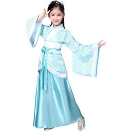 Vestido tradicional de Hanfu de chino antiguo de las niñas elegante vestido de fiesta de Navidad