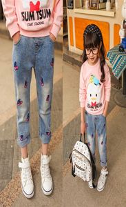 Girls Autumn Winter Cherry Pantalon de jean imprimé en jean Jeans pour enfants pantalon pour adolescents jeans déchirés 312years7980984