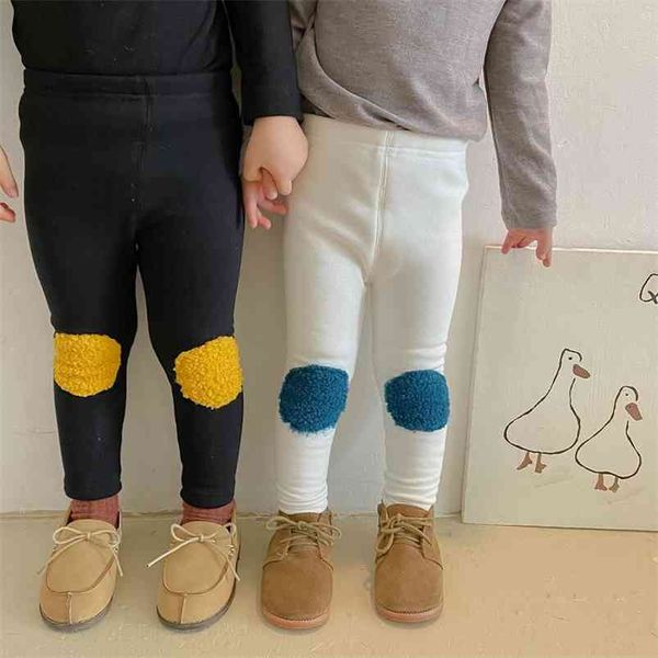 Chicas Otoño Invierno Leggings Japonés Coreano Niños Espesados No Down Terciopelo Pies Pantalones Bebé Estiramiento 210625