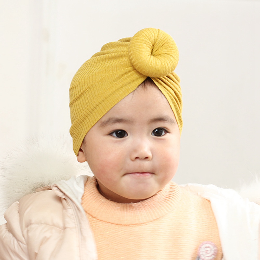 Girls Autumn Winter Ribbon Bow Turban Newborn Head Wraps Solid Color Caps Baby Teddy Turbans Kids 1428