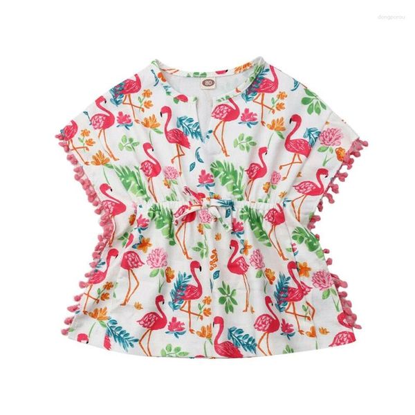 Vestido floral de encabezado de playa para niñas Tólo de baño suelto de la playa para niños Túnica de niños