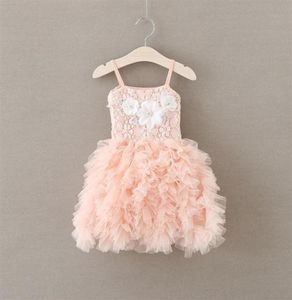 Filles perlées fleur robe de soirée fille dentelle jarretelle à plusieurs niveaux tulle tutu robes enfants rose princesse vêtements A9360204d1604586