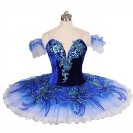Vestido de ballet azul de chicas Performance Dancewear Little Swan Sequins Ballet Tutu Disfraces de vestidos de perforación de baile Fuentes 240520