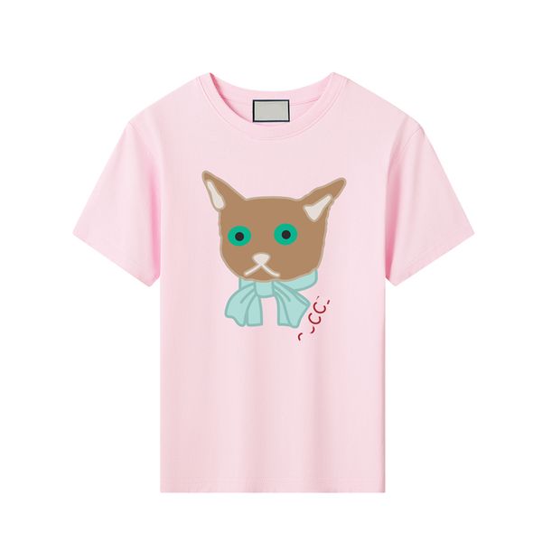 Filles Garçons T-shirts Enfant Chat T-shirt Designer Bébé Vêtements Enfants Dessin Animé T-shirt Enfant Casual Manches Courtes Rose Luxe Tops Costume CYD23101808