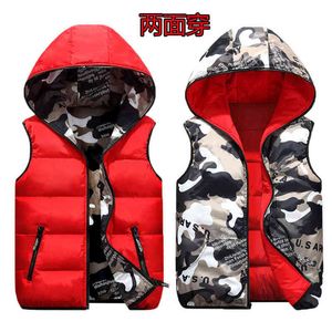 Meisjesjongens winter leger capuchon kap baby kinderen kinderen dik warm vest katoen bovenkleding jas j220718