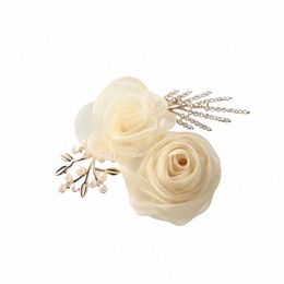 Girls Bridesmaid Muñeca FRS Boda Prom Fiesta Boutniere Satin Rose Bracelet FRS FRS Accesorios de suministro de bodas Q5SN#