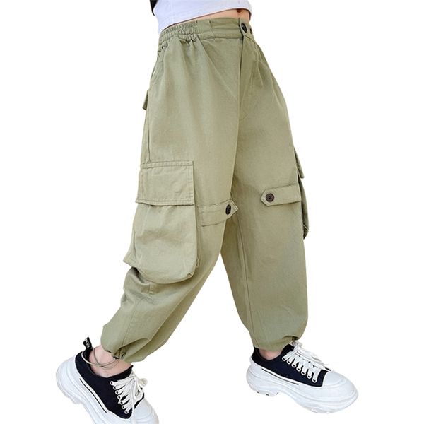 Pantalones cargo para niñas Pantalones de chándal de estilo casual para niñas con letras Ropa de primavera y otoño 6 8 10 12 14 210527