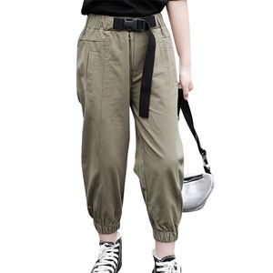 Pantalons cargo pour filles avec ceinture enfants sport style décontracté pantalons de survêtement pour enfants vêtements de printemps 6 8 10 12 14 210527