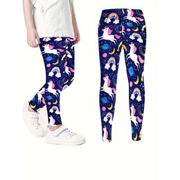 Filles dessin animé Unicorn imprimer extensible leggings doux pantalons de taille élastique vêtements pour enfants l2405