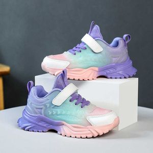 Zapatos casuales para niñas, zapatillas deportivas de Color degradado, zapatillas para niños, nuevo estilo, zapatos para caminar al aire libre para niños