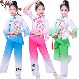 Danse classique pour enfants filles broderie de haute qualité élégant s fan dance Jiangnan parapluie hanfu Dance wear 00zu #