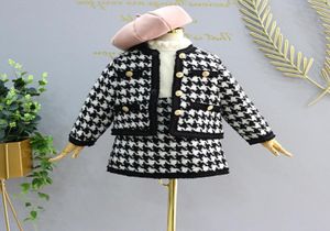 Girls Classic Plaid Clothing Set Cardigan JacketsSsskirts Baby Girl Kids Elegant 2pcs costumes enfants Vêtements d'automne Outfits6053148